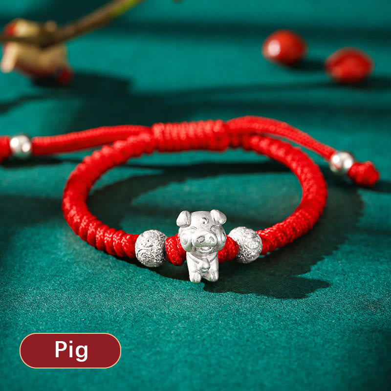 EverestArtstudios 999 Sterling Silver Chinese Zodiac Red Rope Luck Handcrafted Kids Bracelet