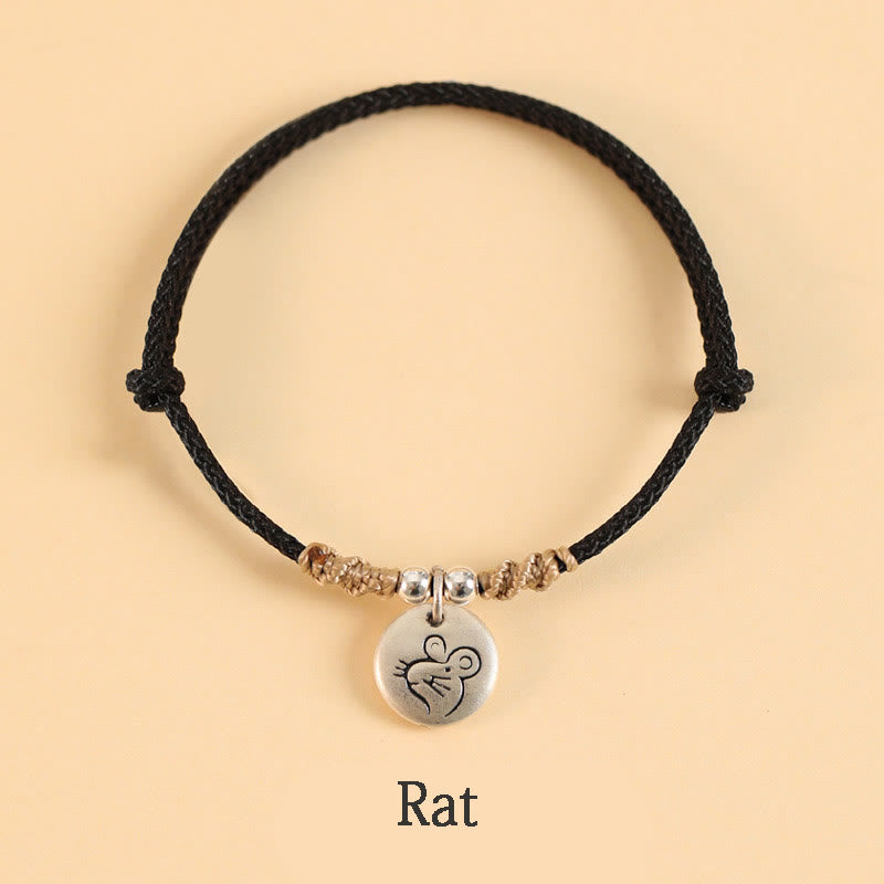 Buddha Stones Handmade 999 Sterling Silver Year of the Dragon Cute Chinese Zodiac Luck Braided Bracelet (Extra 35% Off | USE CODE: FS35)