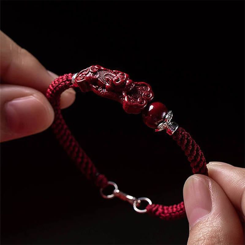 EverestArtstudios Handcrafted PiXiu Cinnabar Wealth Luck Braided Bracelet