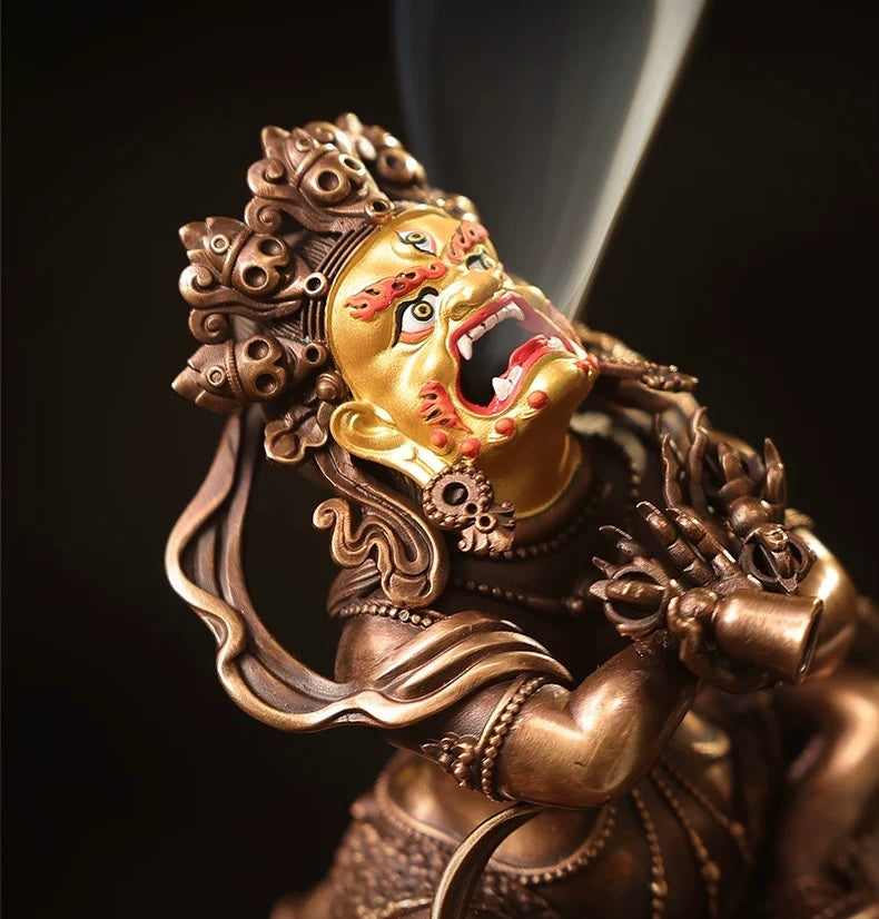 Handmade Purple Copper Vajra Incense Burner, Chinese Zen Meditation Incense Holder for Sandalwood & Agarwood, Tea Ceremony Decor