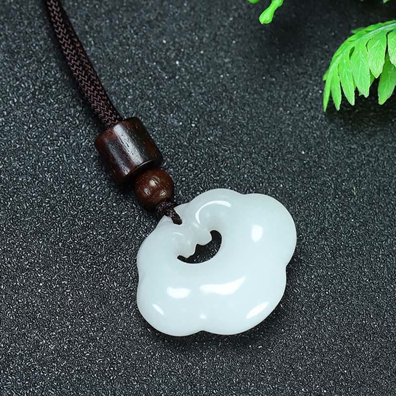 EverestArtstudios Tianshan Jade Golden Silk Jade Chinese Lock Charm Abundance Necklace Pendant