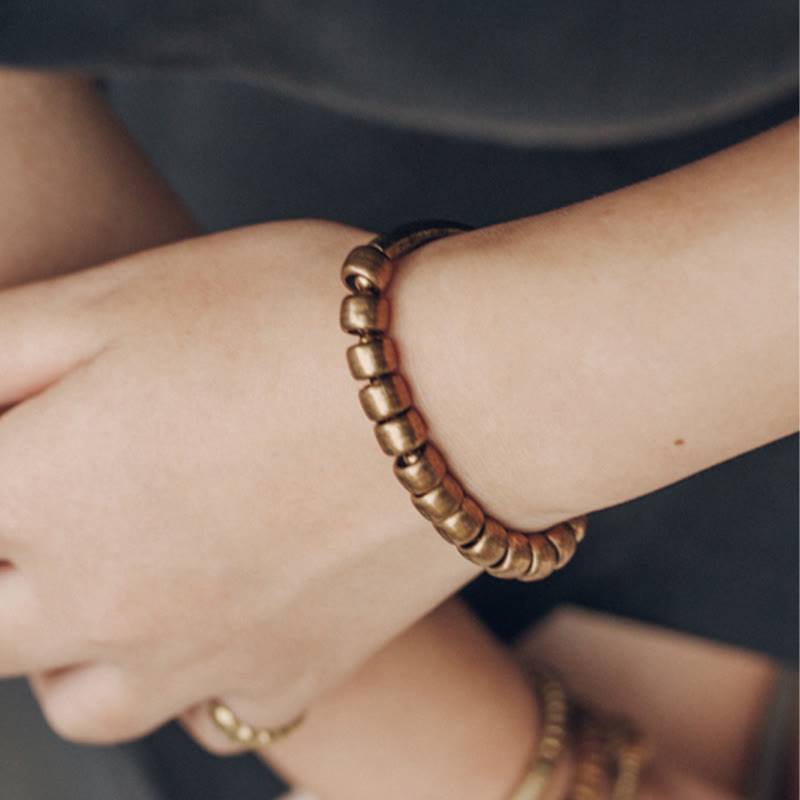 EverestArtStudios Simple Design Copper Brass Bead Luck Wealth Bracelet