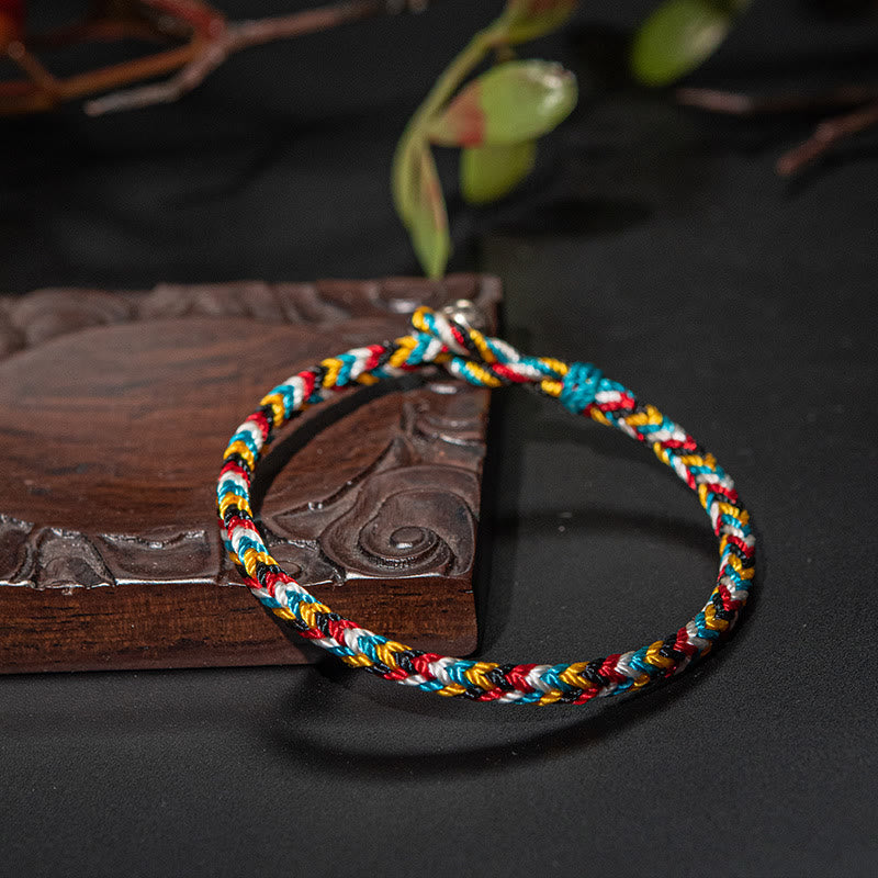 EverestArtstudios Tibet Handmade Five Color Thread Protection Braid String Bracelet