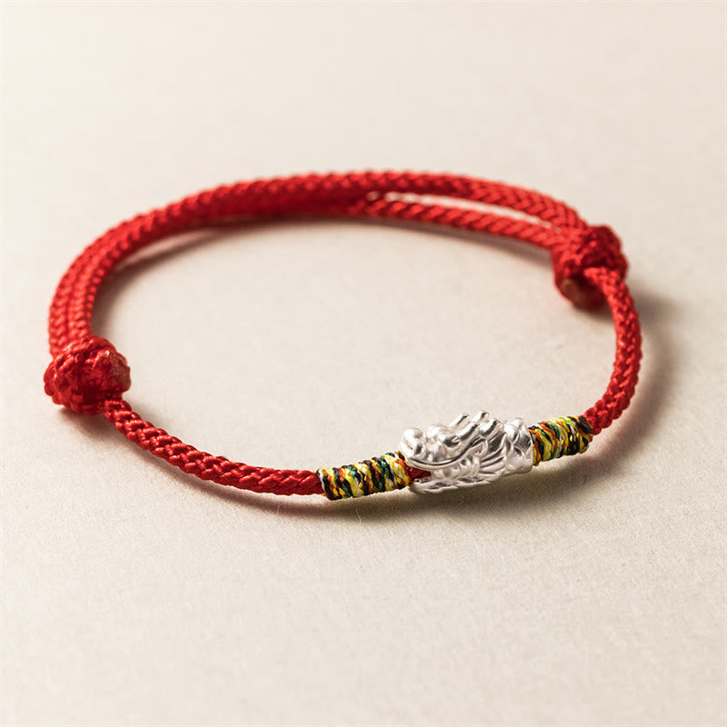 EverestArtstudios 925 Sterling Silver Year of the Dragon Luck Strength Red Rope Bracelet