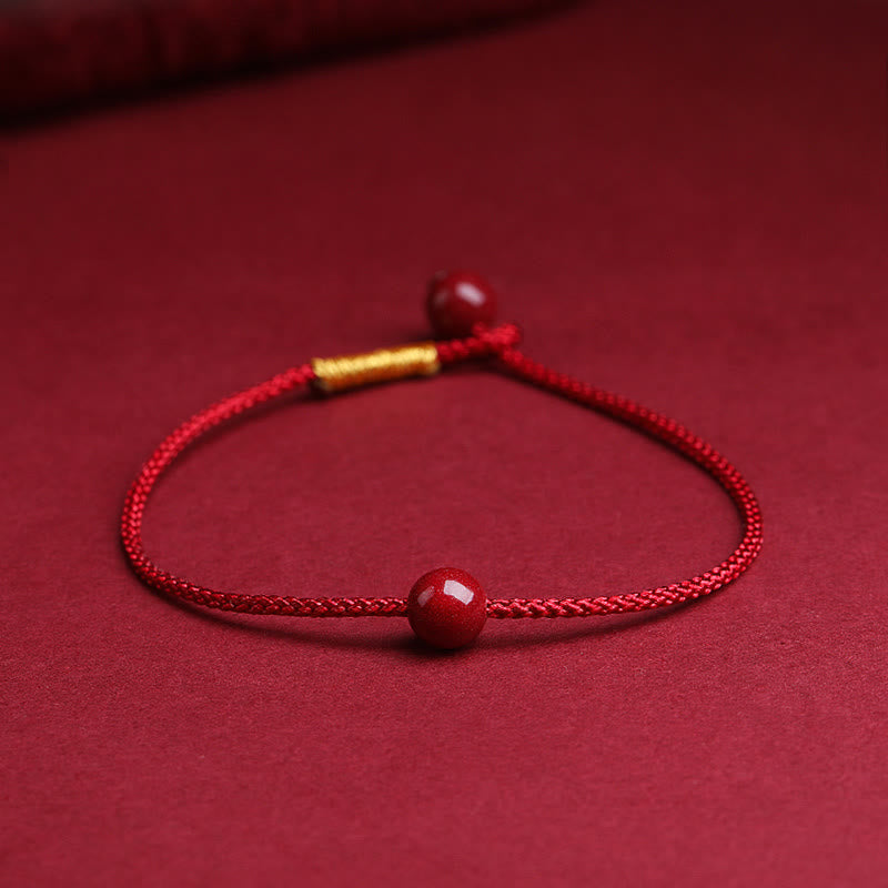 EverestArtstudios Natural Cinnabar Red Agate Blessing Red String Bracelet