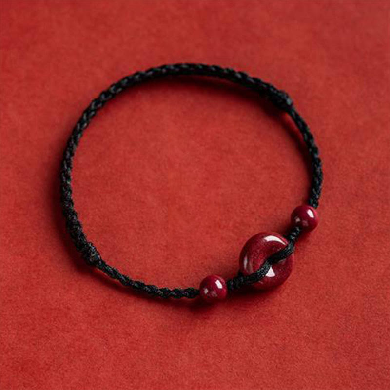 EverestArtStudios Handmade Cinnabar Peace Buckle Safe and Healthy Charm Blessing String Bracelet Anklet