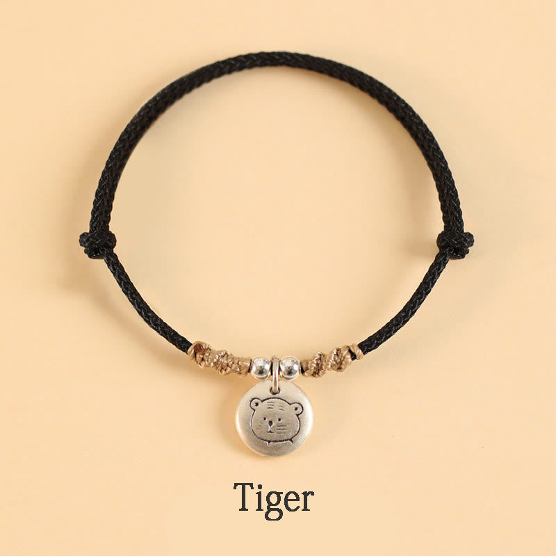Buddha Stones Handmade 999 Sterling Silver Year of the Dragon Cute Chinese Zodiac Luck Braided Bracelet (Extra 35% Off | USE CODE: FS35)
