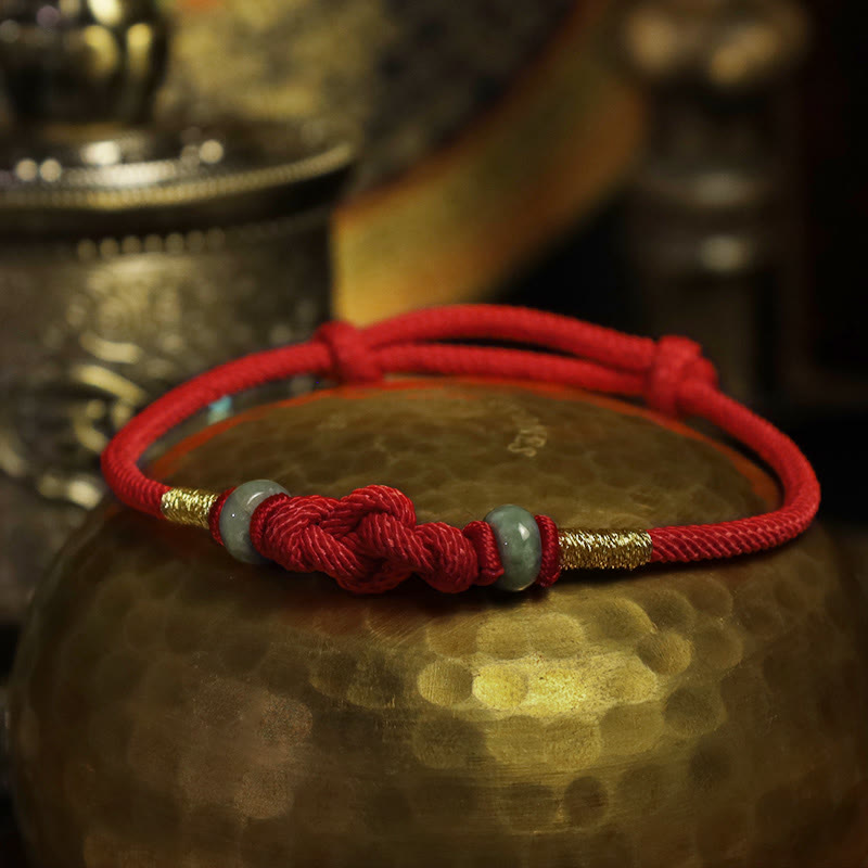 EverestArtStudios Red String Jade Luck Fortune Knot Braided Couple Bracelet