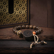 Buddha Stones Ebony Wood Mountain Ghosts Spend Money Balance Bracelet