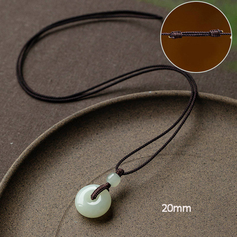 EverestArtstudios Natural Round Jade Peace Buckle Luck Prosperity Necklace Pendant