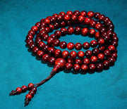 EverestArtStudios Natural Blood Sandalwood 108 Bead Mala Necklace | Red Wooden Prayer Beads | Buddhist Meditation Mala | 108 Bead Bracelet Necklace | Spiritual Jewelry