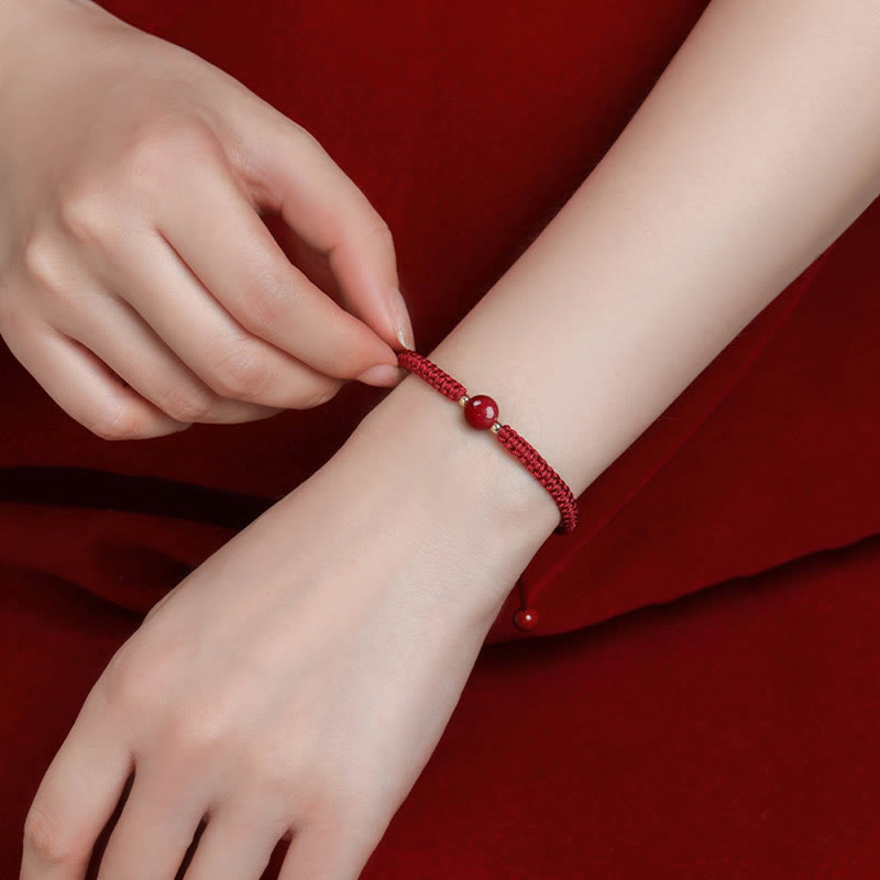 EverestArtstudios Lucky Cinnabar Bead Blessing Red String Bracelet