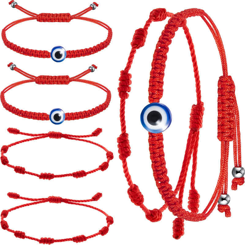 EverestArtstudios 4Pcs Evil Eye Seven Knot Red String Protection Bracelet