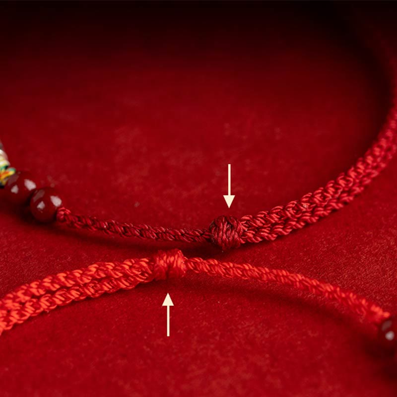 EverestArtstudios 925 Sterling Silver Koi Fish Cinnabar Bead Wealth Handcrafted Braided Bracelet Anklet