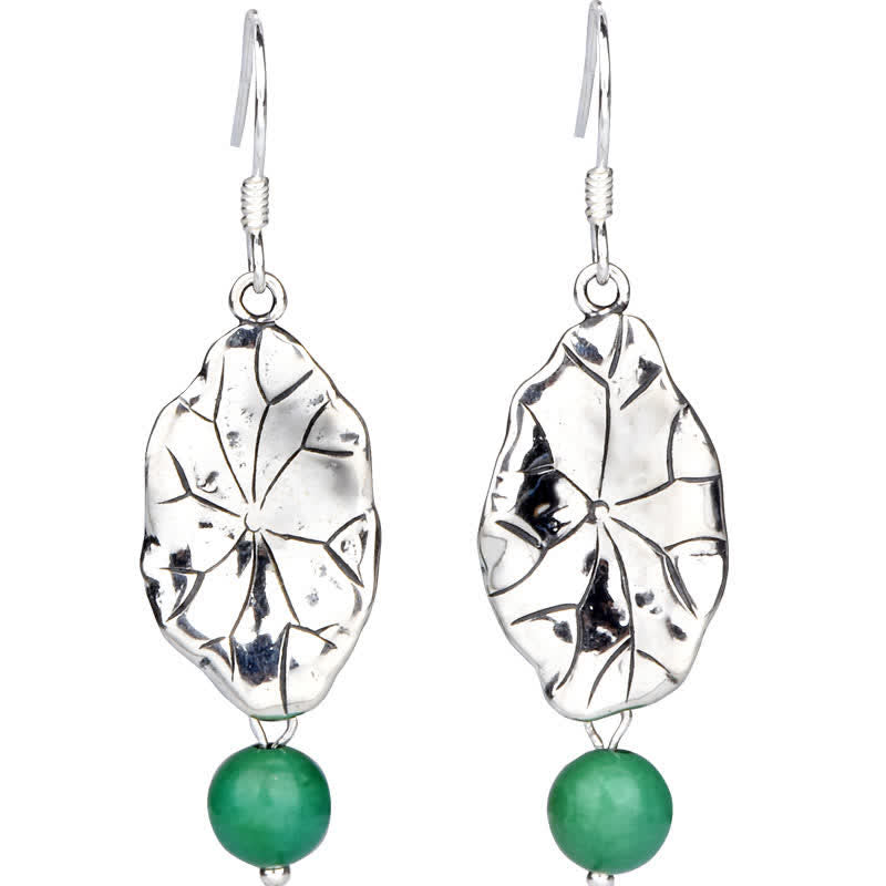 EverestArtStudios 925 Sterling Silver Turquoise Lotus Leaf Protection Drop Dangle Earrings