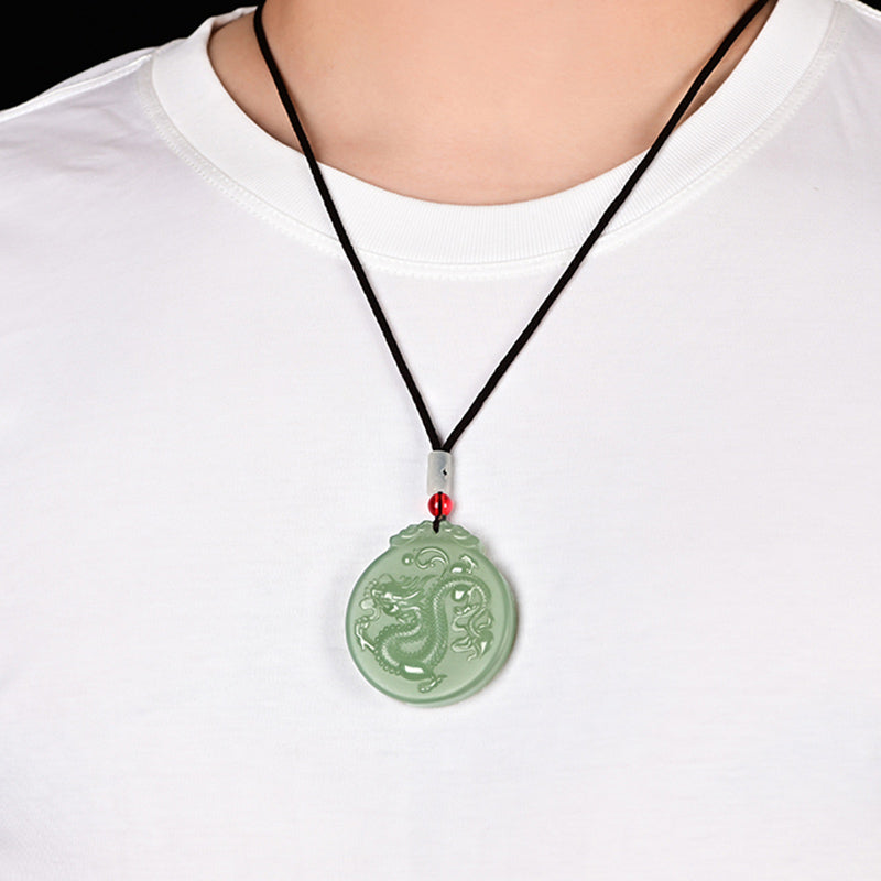EverestArtstudios Chinese Zodiac Dragon Jade Luck Necklace String Pendant
