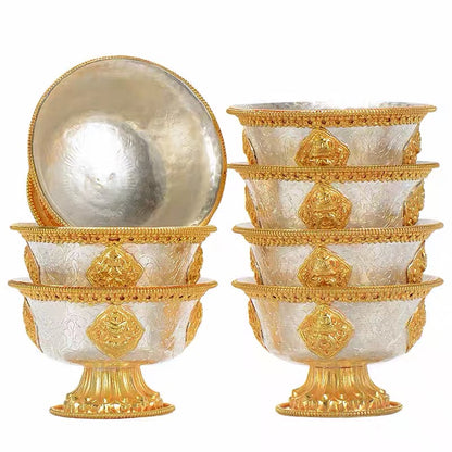 Handcrafted Nepalese Gilded Brass Offering Bowl Tibetan Buddhist Water Cup for Altar Rituals