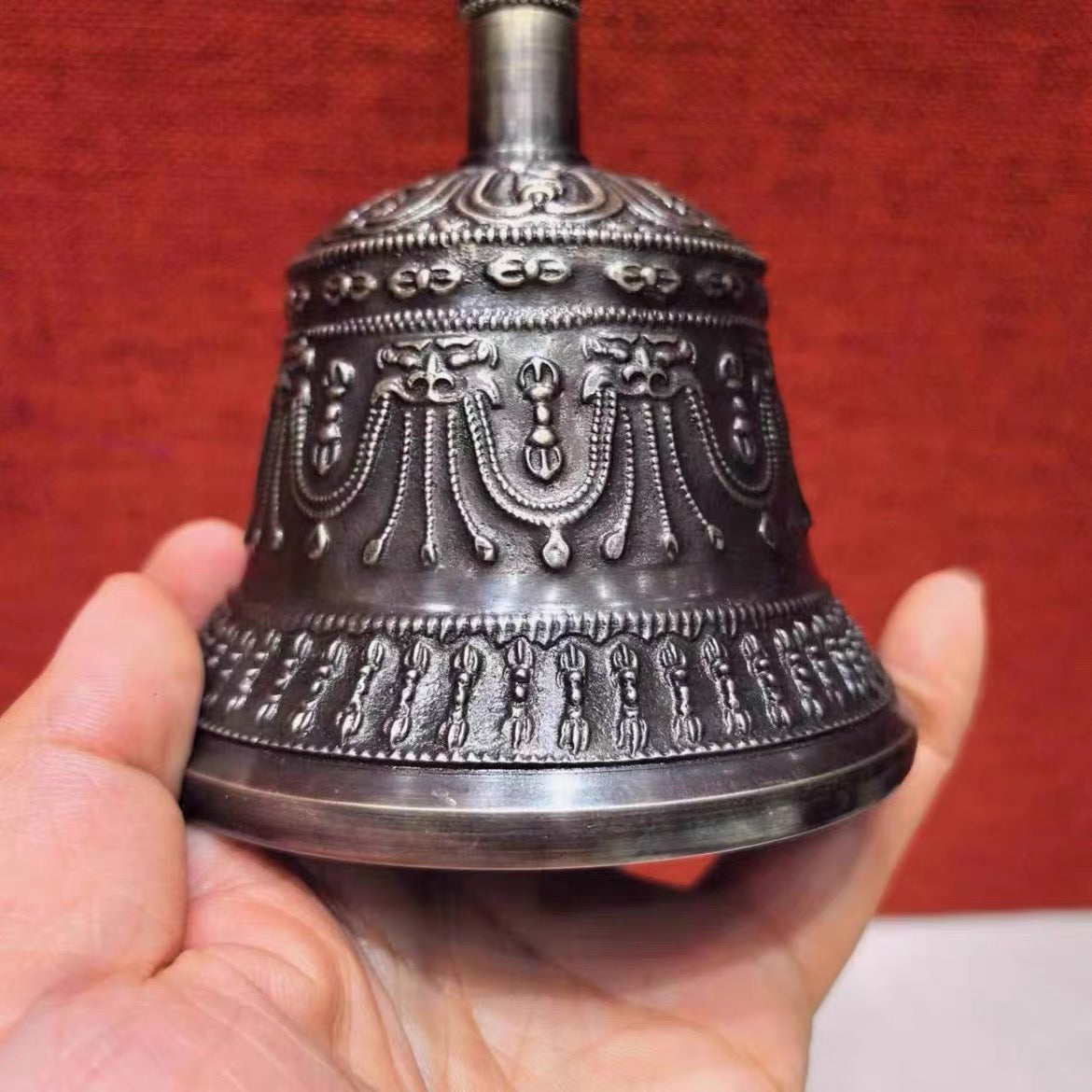 Handcrafted Brass Tibetan Bell and Dorje Set: Buddhist Meditation Set