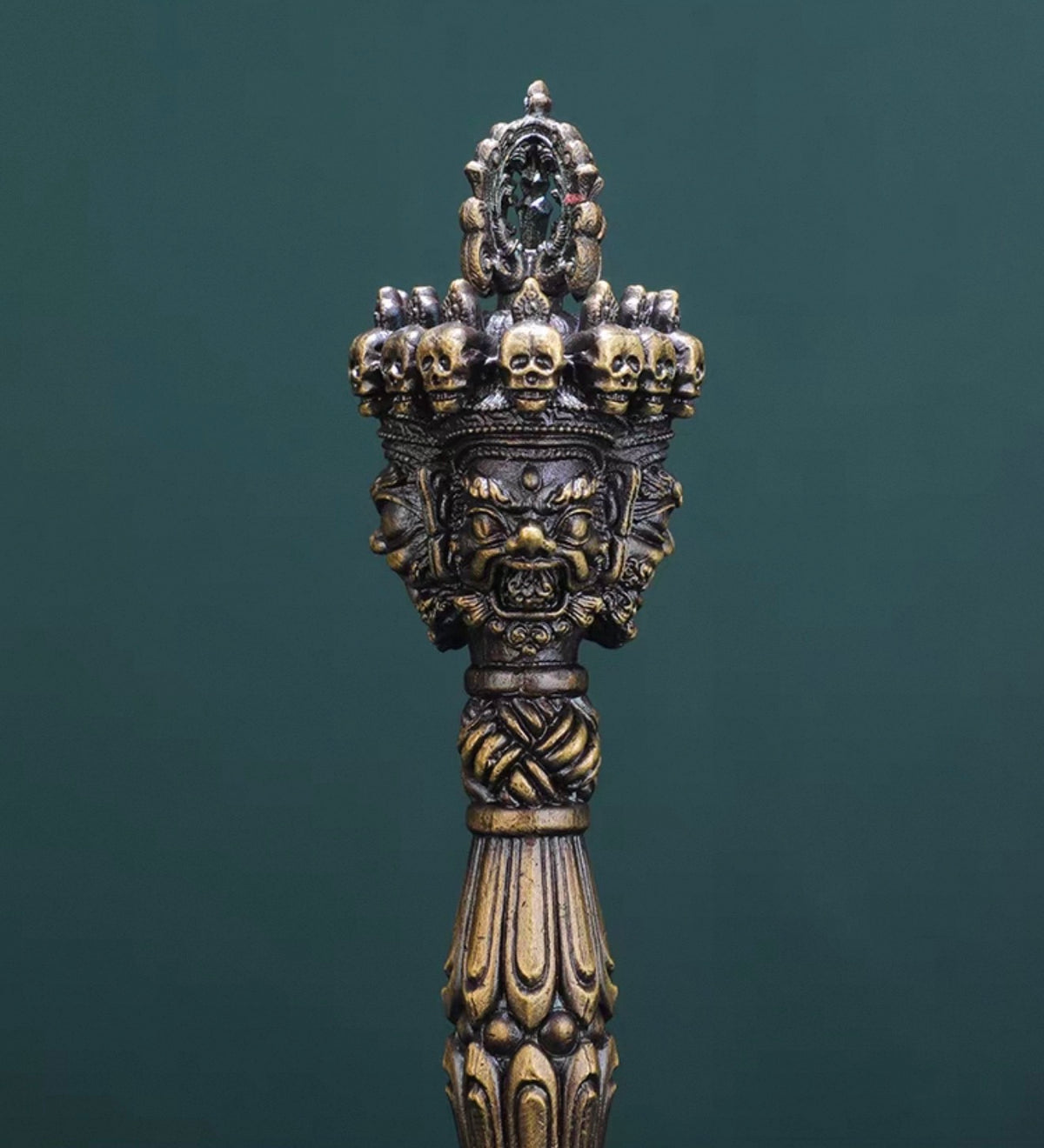 Handcrafted 8.5” Phurba Vajra Dagger Vintage Handmade Nepal Tibetan Pure Brass Amulet