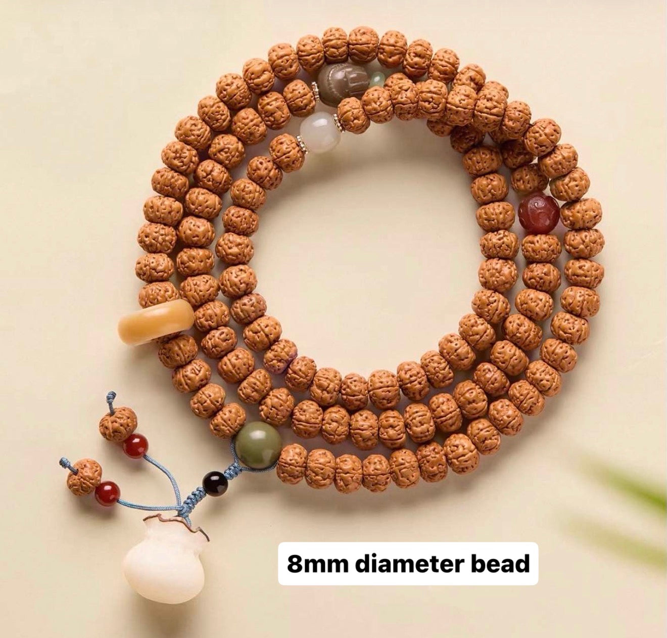 EverestArtStudios Natural Vajra Bodhi Seed Mala Necklace / Bracelet – 108 Beads (8mm)