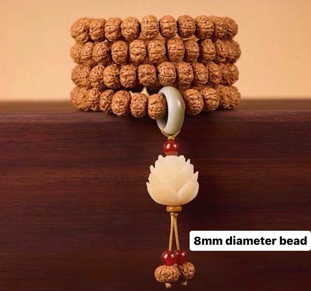 EverestArtStudios Natural Vajra Bodhi Seed Mala Necklace / Bracelet – 108 Beads (8mm)