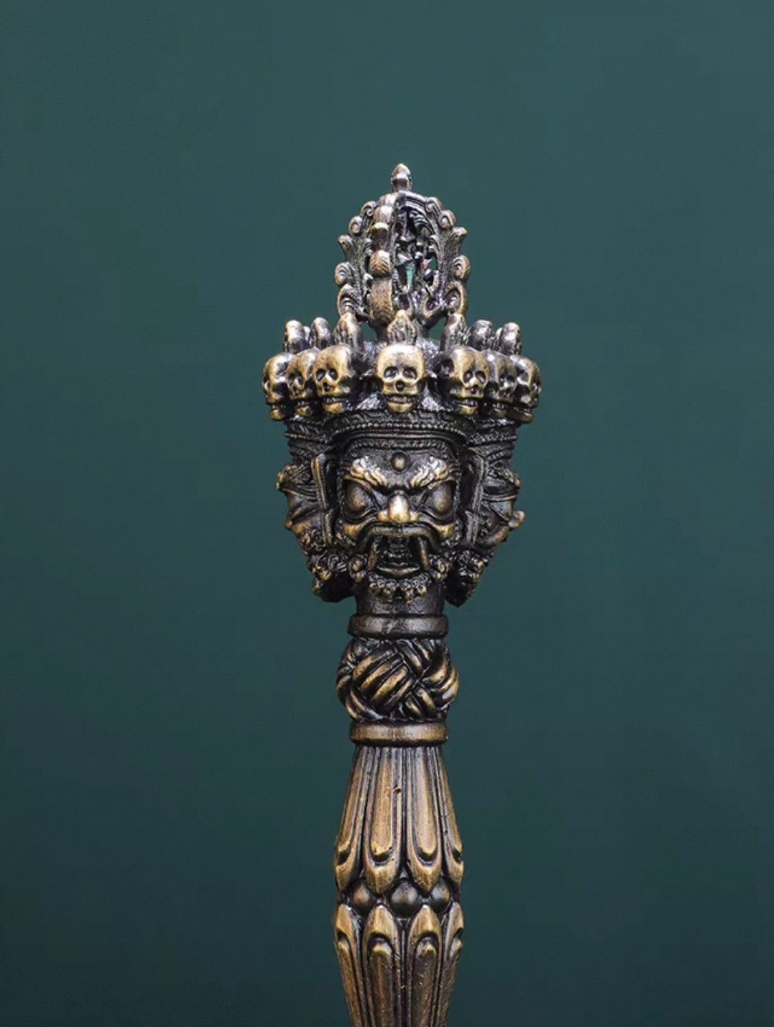 Handcrafted 8.5” Phurba Vajra Dagger Vintage Handmade Nepal Tibetan Pure Brass Amulet