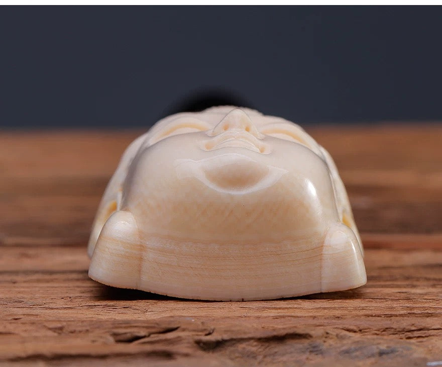 EverestArtStudios Natural Reclaimed Mammoth Ivory Guanyin Pendant, Hand Carved Buddha Head Necklace, Spiritual Amulet Gift, Meditation Jewelry