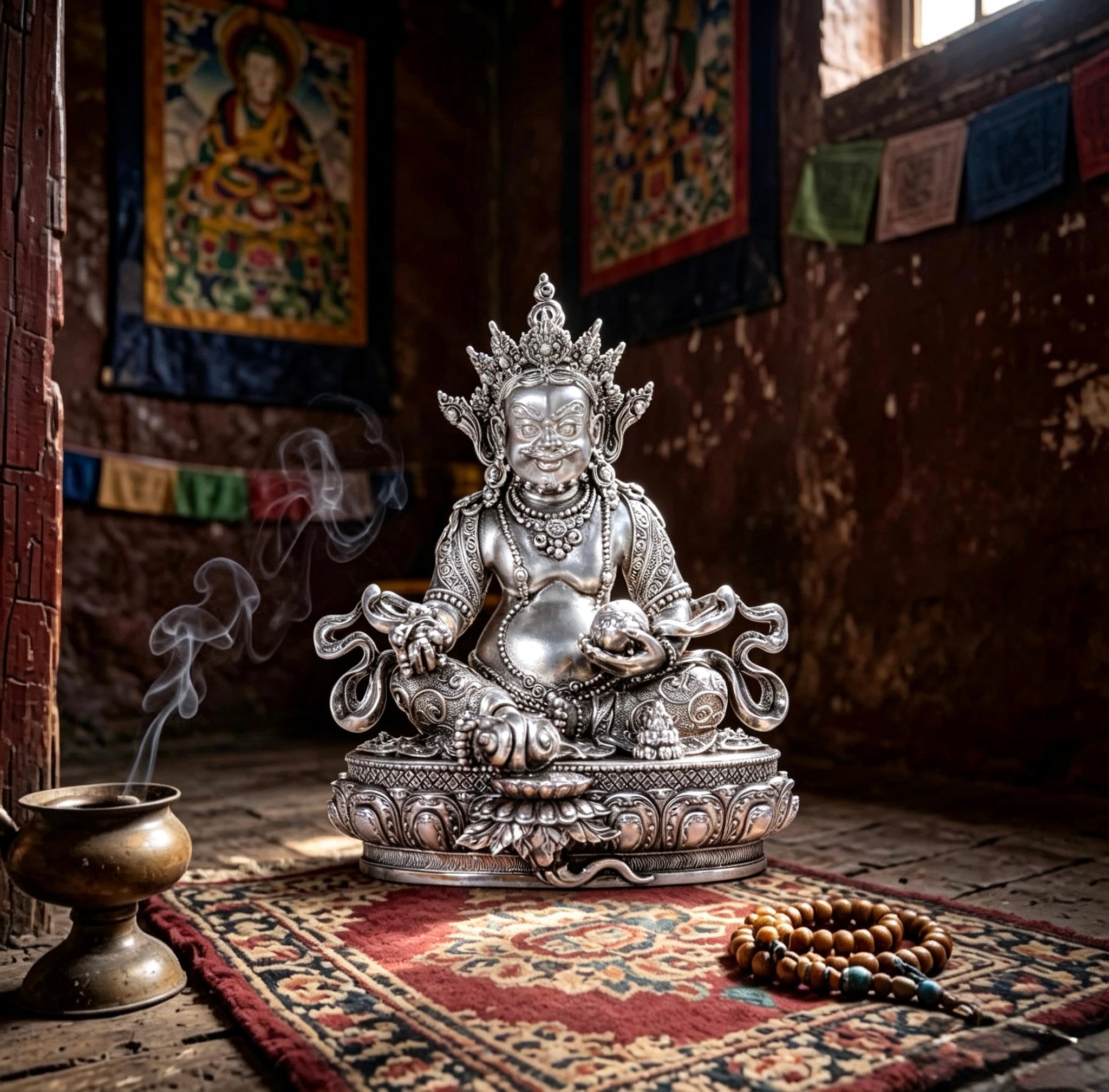 Multiple Statues Guru Rinpoche Tibetan Buddhist Buddha, Silver Plated White Copper Guru Rinpoche Figurine, Altar Shrine Meditation Decor