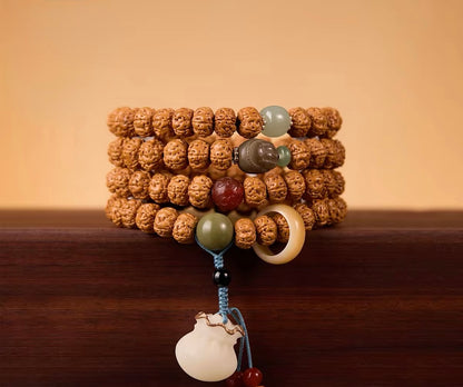 EverestArtStudios Natural Vajra Bodhi Seed Mala Necklace / Bracelet – 108 Beads (8mm)
