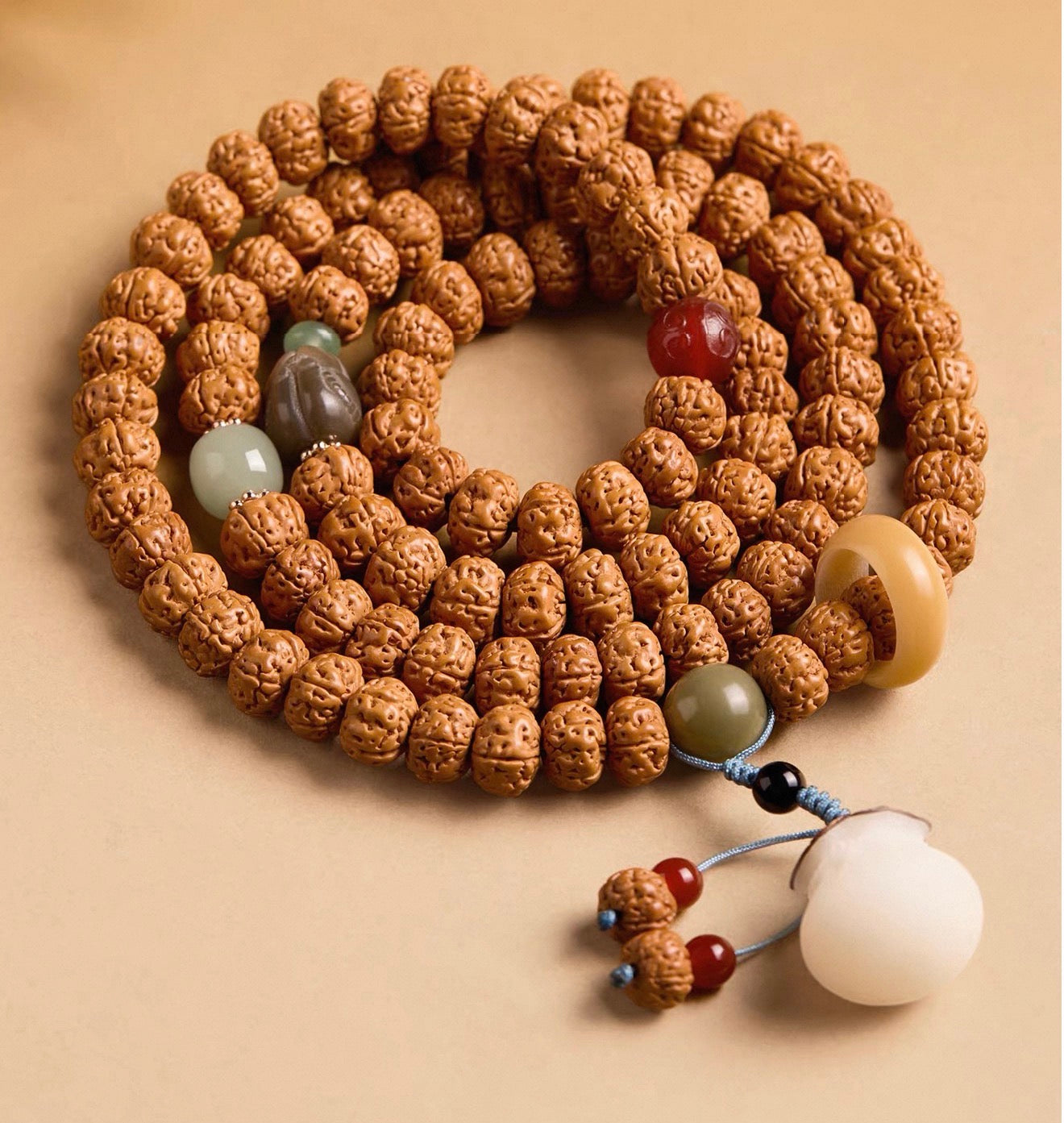 EverestArtStudios Natural Vajra Bodhi Seed Mala Necklace / Bracelet – 108 Beads (8mm)