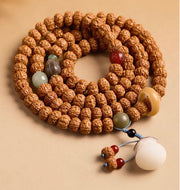 EverestArtStudios Natural Vajra Bodhi Seed Mala Necklace / Bracelet – 108 Beads (8mm)