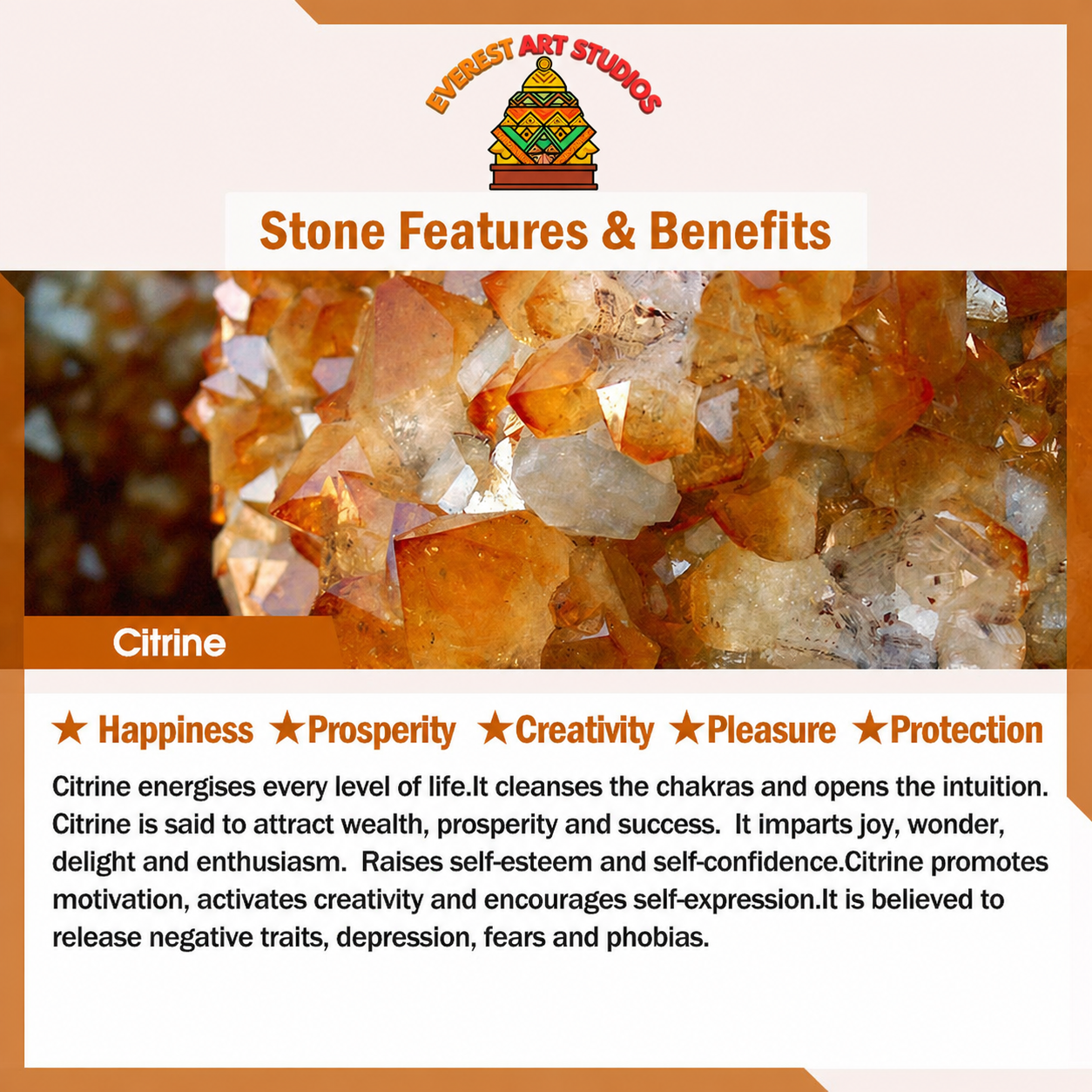 Everest Art Studios Natural Citrine Crystal Rudraksha Bodhi Seed Brass Bead Prosperity Double Wrap Bracelet