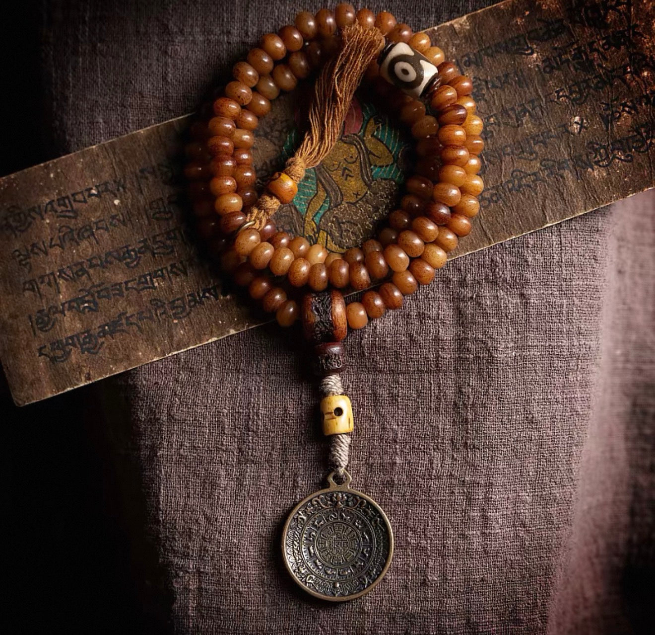 Handcrafted 108 Beads Yak Bone Mala Bracelet: Tibetan Prayer Beads, Spiritual Jewelry