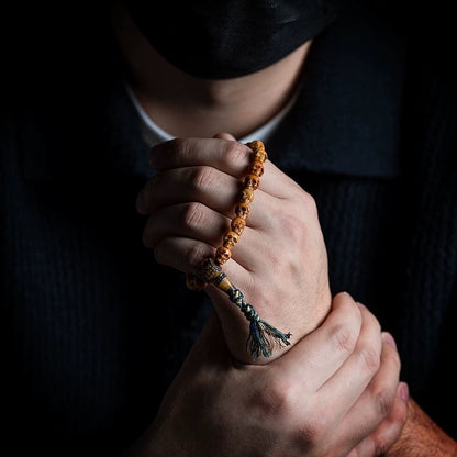 Handcrafted Yak Bone Skull Mala Bracelet: Tibetan Prayer Beads