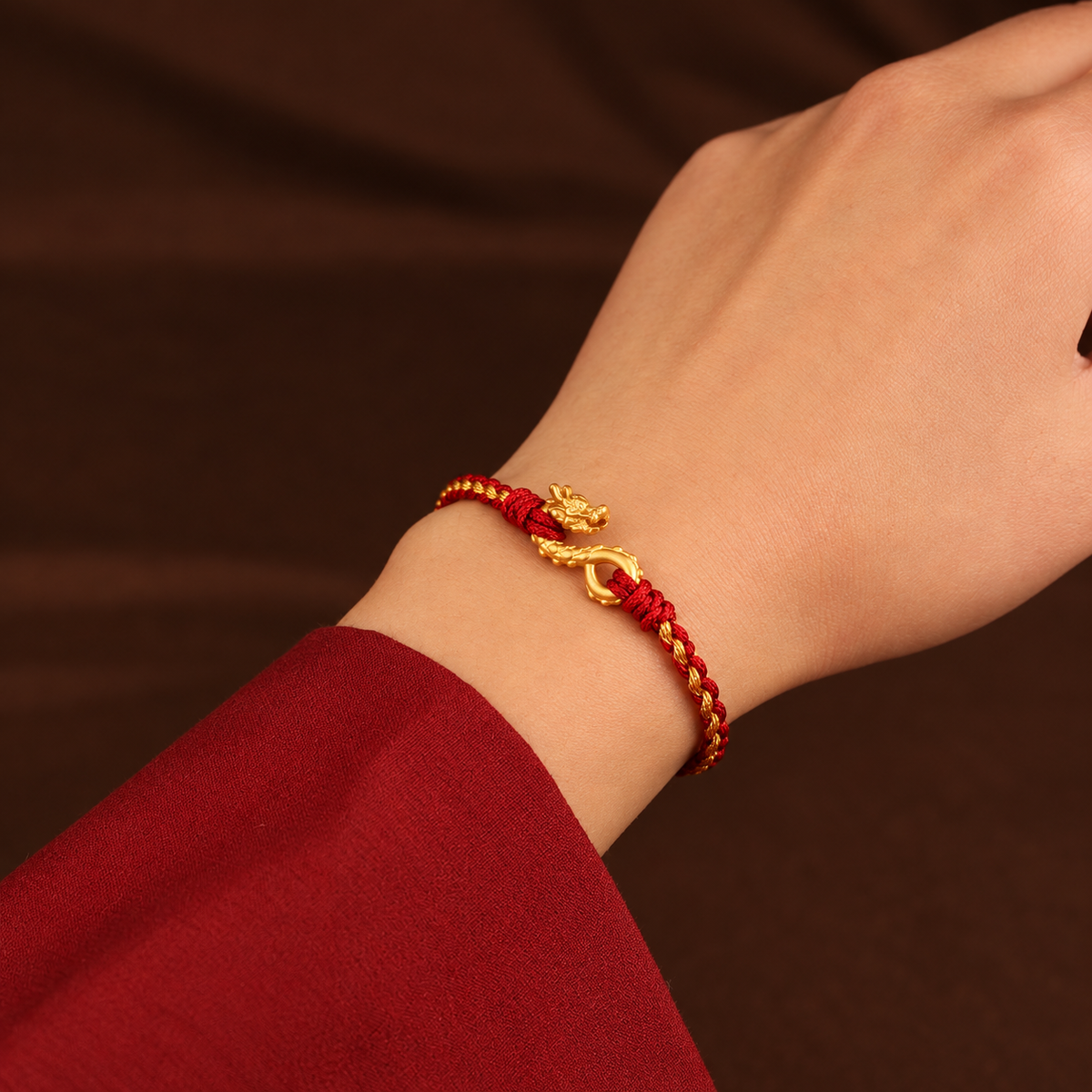 Pulsera Dragón auspicioso oro 24K