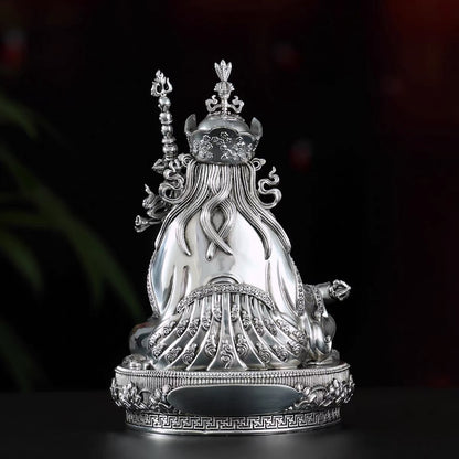 Multiple Statues Guru Rinpoche Tibetan Buddhist Buddha, Silver Plated White Copper Guru Rinpoche Figurine, Altar Shrine Meditation Decor