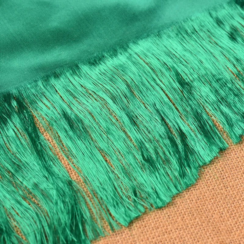 Green Embroidered Tibetan Khata Scarf with Eight Auspicious Symbol