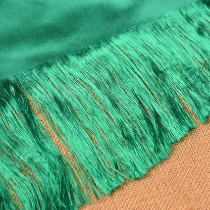 Green Embroidered Tibetan Khata Scarf with Eight Auspicious Symbol