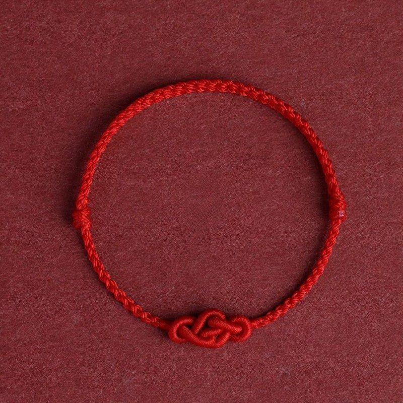 Buddha Stones Minimalist Red String Chinese Knotting Prosperity Bracelet Anklet