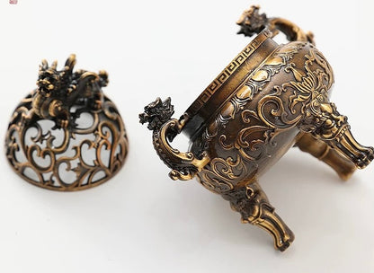 Brass Suanni Lion Incense Burner: Antique Tibetan Censer