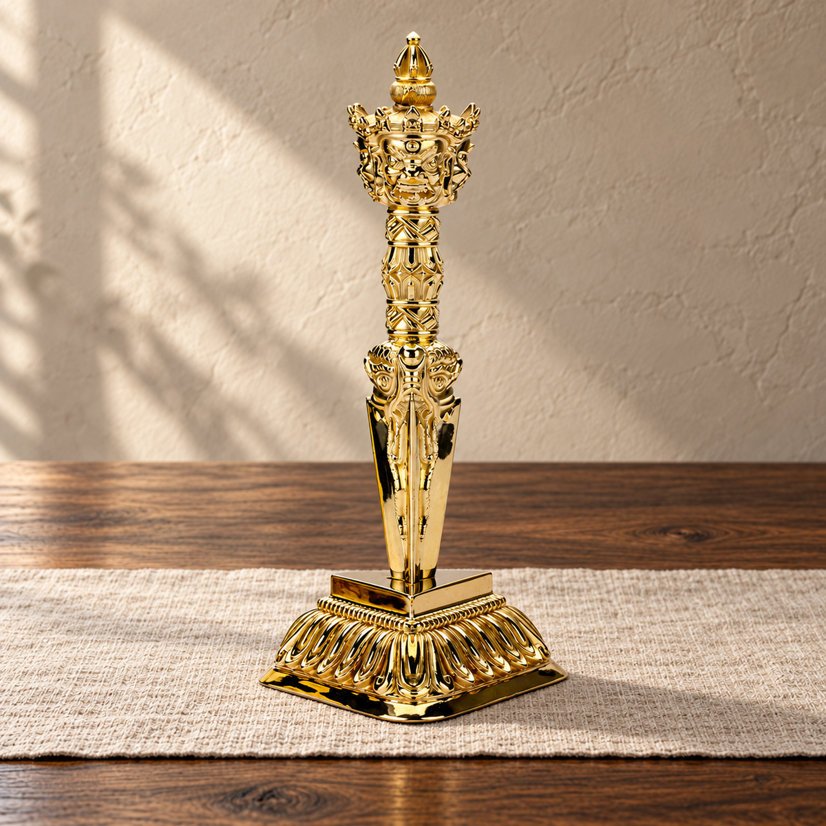 Phurba 15 cm, Polished Brass, With Stand