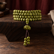 Green wood mala, 6 mm, Lotus