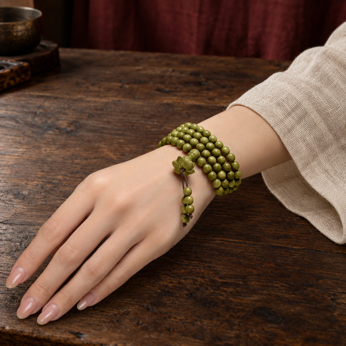 Lotus mala wrist styling