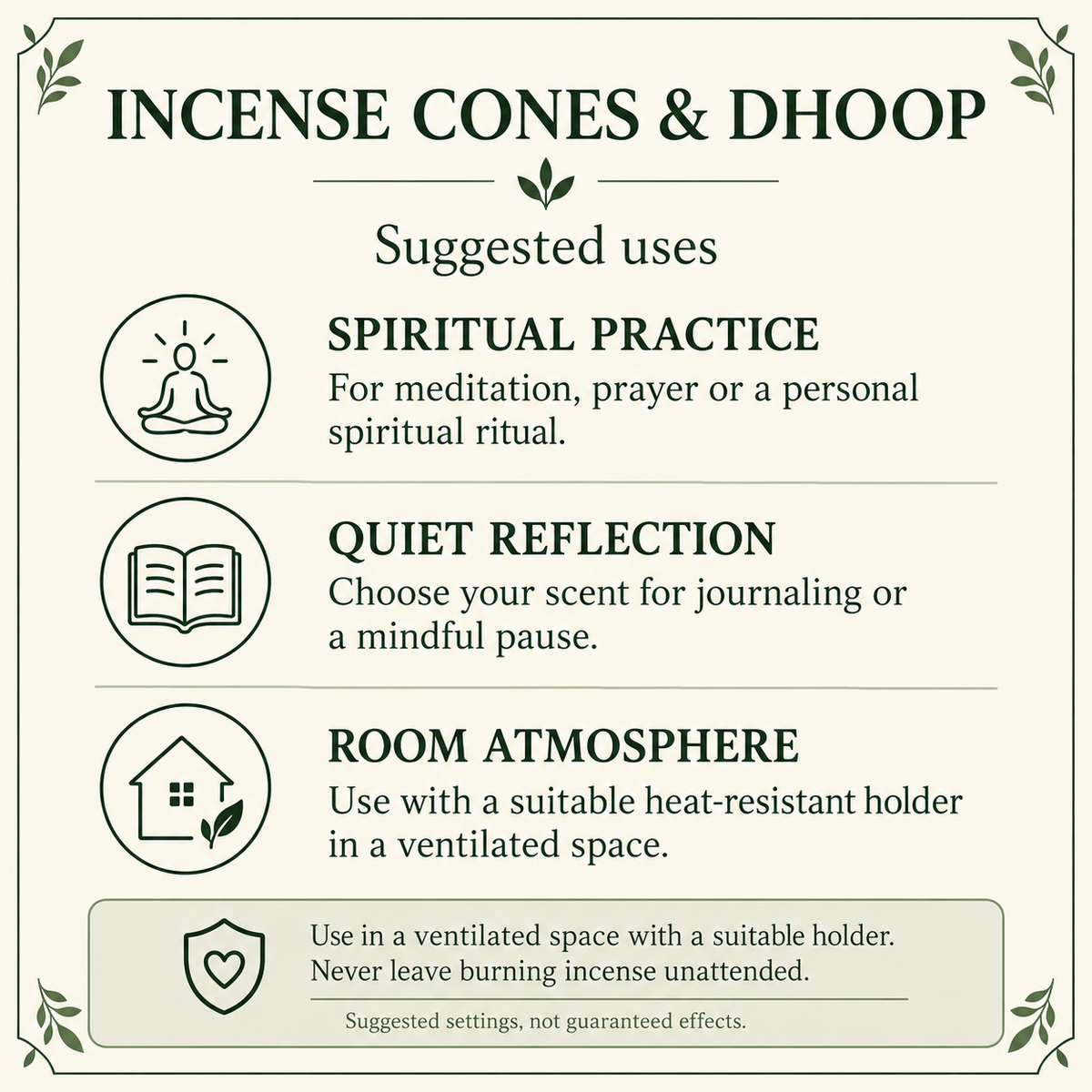 Cone incense suggested uses