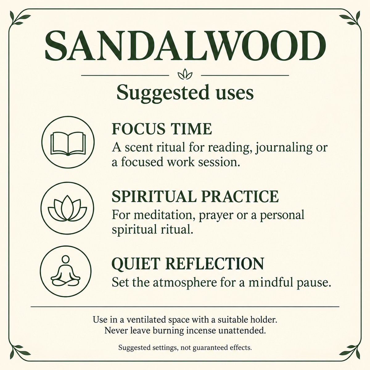 SANDALWOOD — suggested uses and safe setup