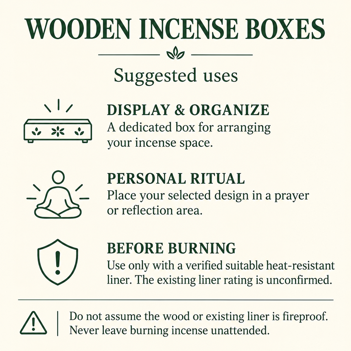 WOODEN INCENSE BOXES — suggested uses and safe setup