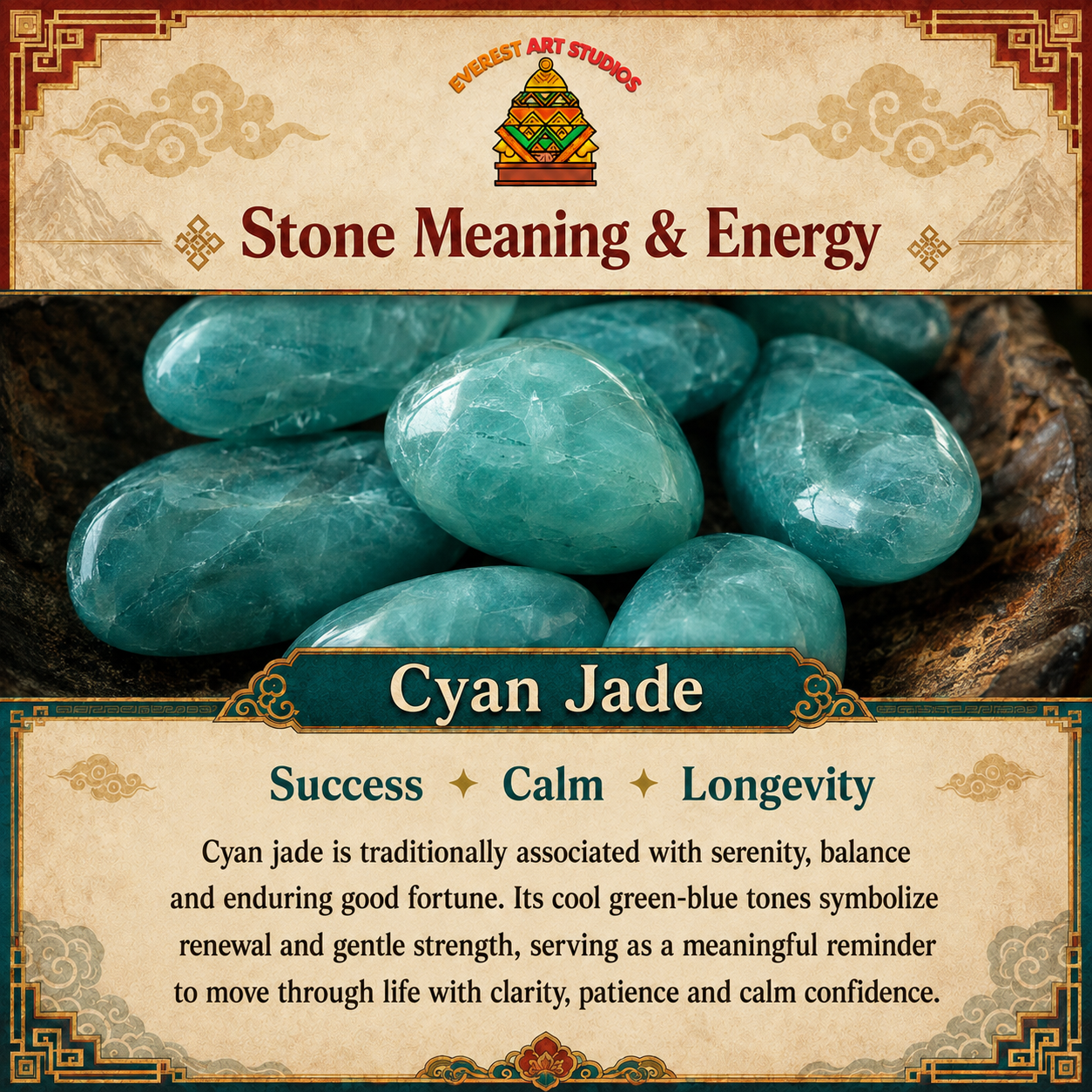 Everest Art Studios cyan jade information graphic