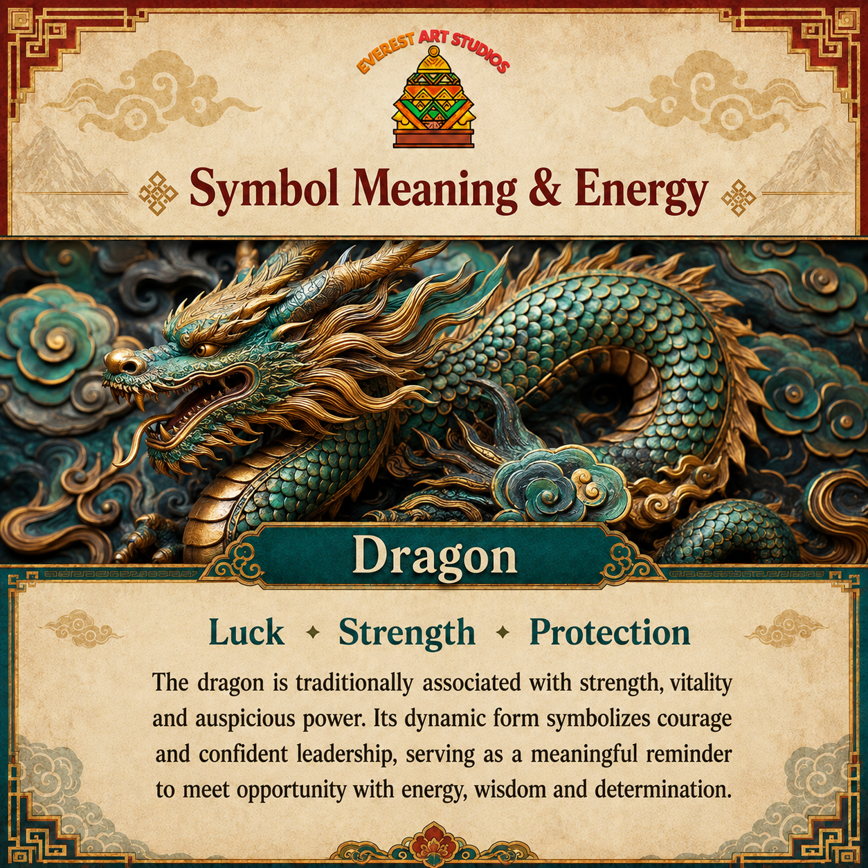 Everest Art Studios dragon information graphic