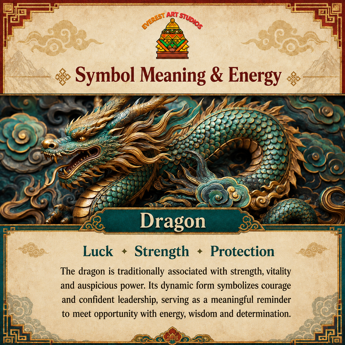 Everest Art Studios dragon information graphic