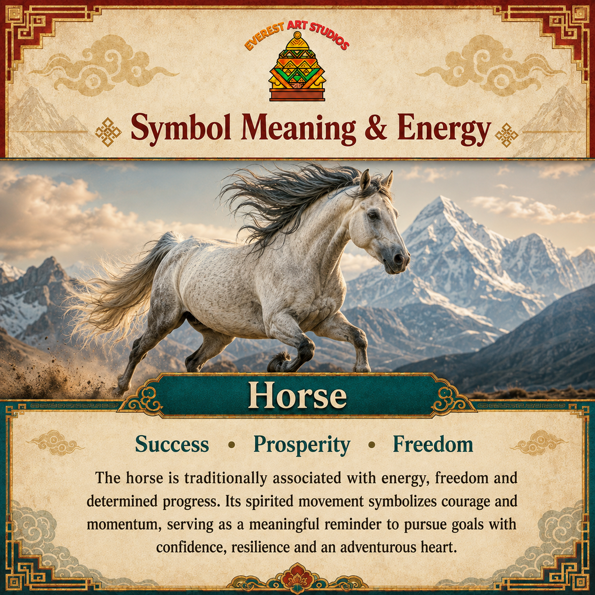 Everest Art Studios horse information graphic